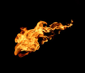 Fire flames collection isolated on black background