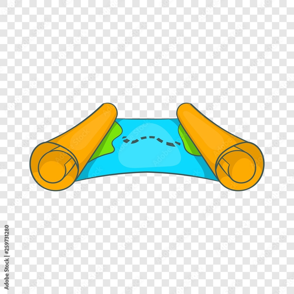Poster ancient scroll map icon in cartoon style on a background for any web design