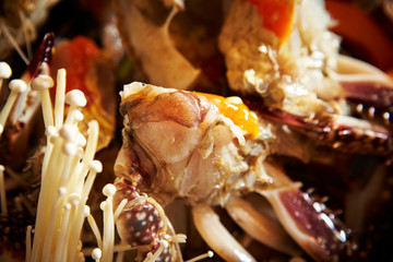 Korean fresh raw crab hot pot