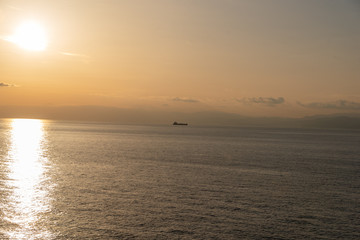 Naklejka na ściany i meble View from sunset cruise ship on the mediterranean sea