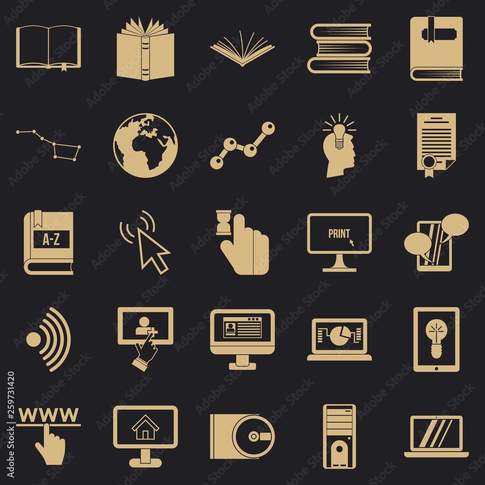 Poster boffin icons set. simple set of 25 boffin vector icons for web for any design
