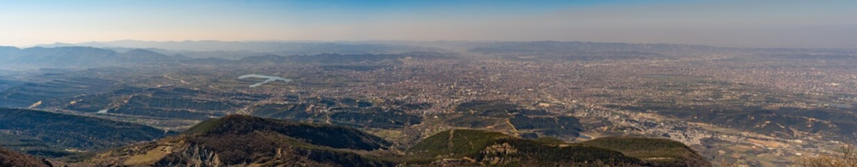 Fototapeta premium Cityscape panoramic view of Tirana, Albania as seen from the Dajti Express