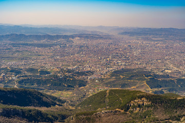 Obraz premium Cityscape panoramic view of Tirana, Albania as seen from the Dajti Express