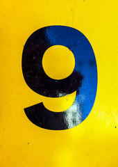 Written Wording in Distressed State Typography Found Number 9