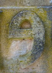 Written Wording in Distressed State Typography Found Number 9