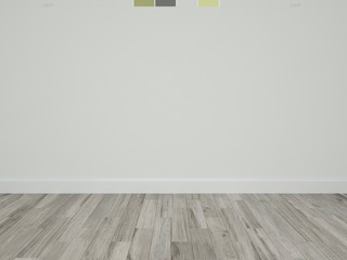 empty room with grey wall and wooden floor