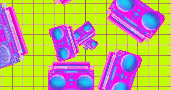 Minimal animation gif design. Vintage record player  stuff