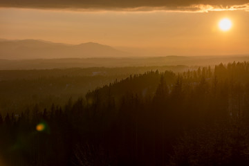 Sunset above Liptov valley with Low Tatras in background, Slovakia