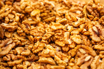 peeled walnut healthy food closeup , beautiful background