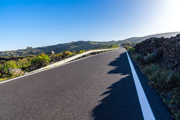 Spain, Lanzarote, Beautiful scenic road from orzola to arrieta through volcanic nature landscape