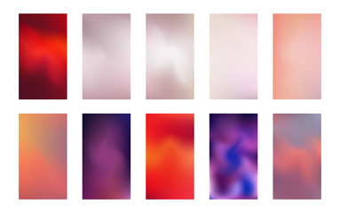 Colorful backgrounds in trendy neon colors. Modern screen vector design for mobile app. Soft color abstract gradients.