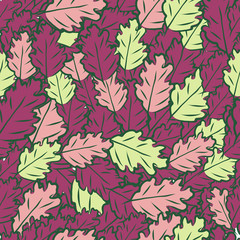 Naklejka na ściany i meble seamless pattern with oak leaves
