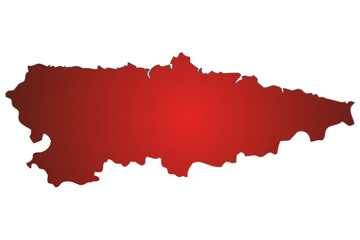 Mapa rojo de Asturias.