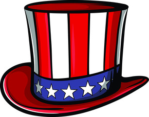 Uncle sam tall hat with usa flag. American independence day clothing.