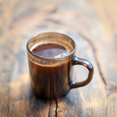 Glass mug of coffee