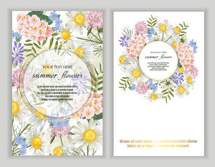 Set of Vector banners with wildflower flowers.