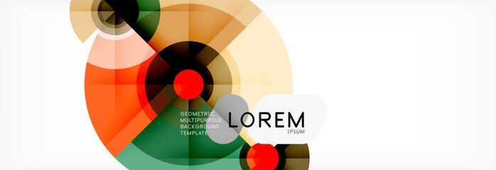 Obraz premium Minimal geometric circles and triangles abstract background, techno modern design, poster template