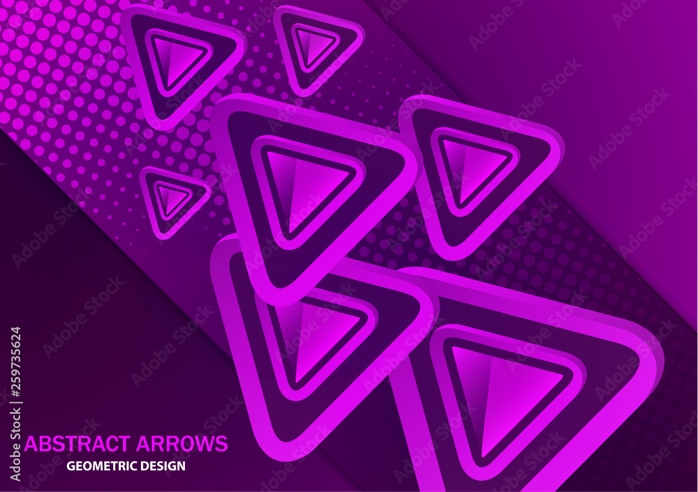 Aufkleber futuristic abstract background template with arrows from triangles. bright geometric design elements