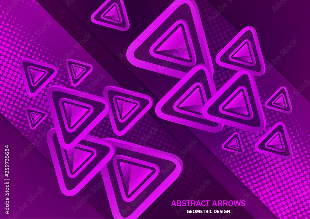 Aufkleber futuristic abstract background template with arrows from triangles. bright geometric design elements
