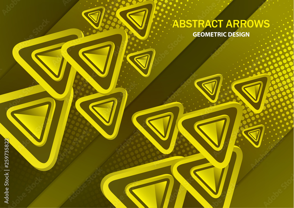 Aufkleber futuristic abstract background template with arrows from triangles. bright geometric design elements