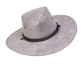 Grey cowboy hat on white
