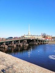 bridge over the river to the Peter and Paul fortress and the river  