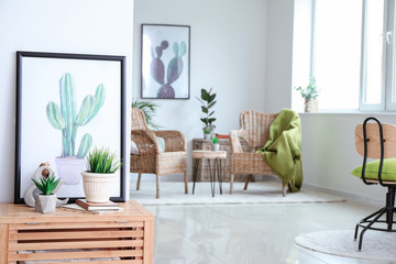 Stylish interior of modern studio apartment