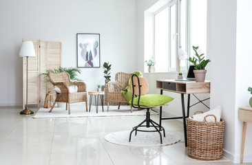 Stylish interior of modern studio apartment