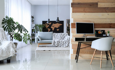 Stylish interior of modern studio apartment