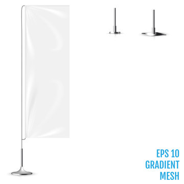 Realistic white banner flag 3d mockup. 