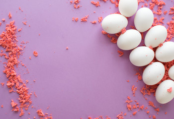 Easter eggs on purple background.