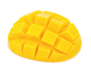 Carved mango isolated on a white background.