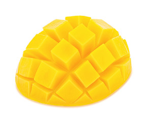 Carved mango isolated on a white background.