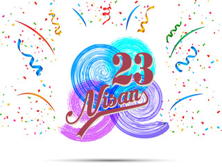 Fototapeta premium Vector illustration of the cocuk baryrami 23 nisan , translation: Turkish April 23 National Sovereignty and Children's Day, graphic design to the Turkish holiday
