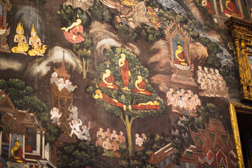 Painting wall inside temple at Bangkok