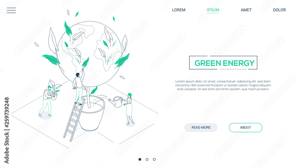 Poster save the planet - line design style isometric web banner