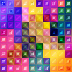 Shiny and glossy colorful 3d square shapes mosaic background. Vector illustration.