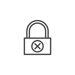 Lock with cross line icon. linear style sign for mobile concept and web design. Password lock reject outline vector icon. Symbol, logo illustration. Pixel perfect vector graphics