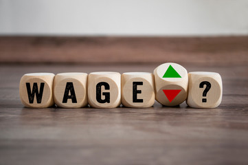 Cubes dice with wage up and down