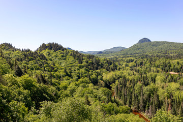 Obraz premium Green valleys of the Diable River sector of Mont Tremblant National Park, in summer
