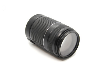 camera lens on white background