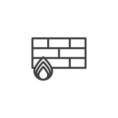 Firewall line icon. linear style sign for mobile concept and web design. Brick wall and fire flame outline vector icon. Security symbol, logo illustration. Pixel perfect vector graphics
