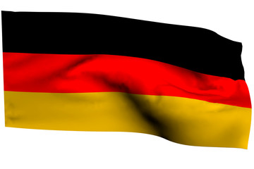 Obraz premium Waving Germany flag on a white background, isolate.