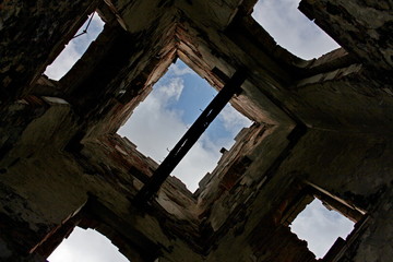 the interior of the Caprona tower in Pisa, Tuscany