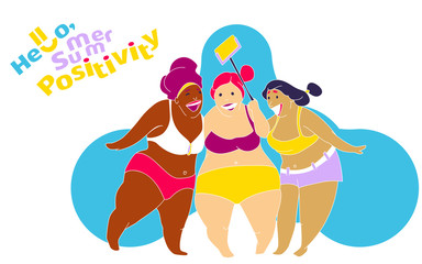 Funny Happy Fat Girl on the Summer Beach