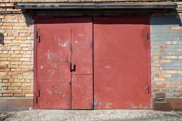 old metal warehouse door, hangar, high resolution photo