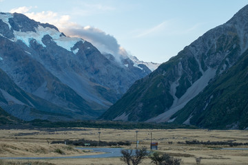 Street leading towards Mount Cook, New Zealand