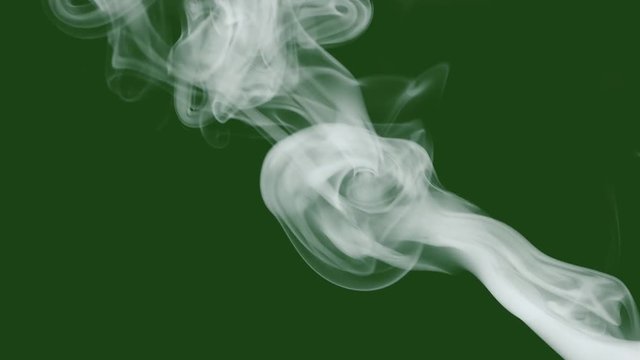 white smoke on green screen with isolated background, slow motion