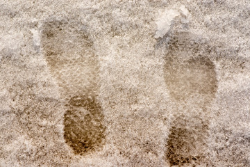 a shoeprint in the snow