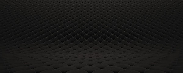 Quilted fabric surface. Black velvet and black leather. Option 2 - obrazy, fototapety, plakaty